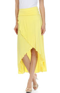 Sakkas Soft Jersey Feel Solid Color Strapless High Low Dress / Skirt#color_Yellow