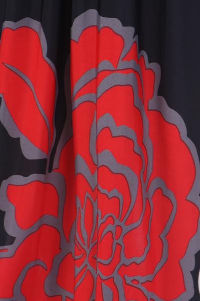 Sakkas Big Flower Graphic Print V-neck Cap Sleeve Empire Waist Long Dress