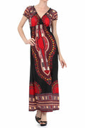 Sakkas Tribal Summer Smocked Empire Waist Maxi Dress#color_Black