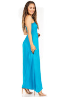 Sakkas Soft Jersey Feel Solid Color Smocked Bodice String Halter Long Dress