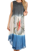 Sakkas Mia Butterfly Color Block Caftan Dress#color_Charcoal