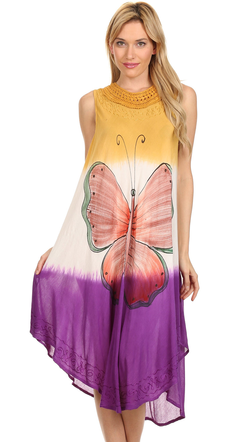Sakkas Mia Butterfly Color Block Caftan Dress