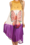 Sakkas Mia Butterfly Color Block Caftan Dress#color_Copper