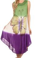 Sakkas Mia Butterfly Color Block Caftan Dress#color_Green