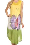 Sakkas Mia Butterfly Color Block Caftan Dress#color_Yellow