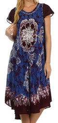 Sakkas Aloha Floral Caftan Dress#color_Eggplant/Blue