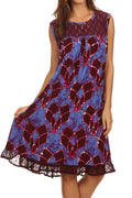 Sakkas Mindy Two Tone Sleeveless Mid Length Dress#color_Blue/Wine