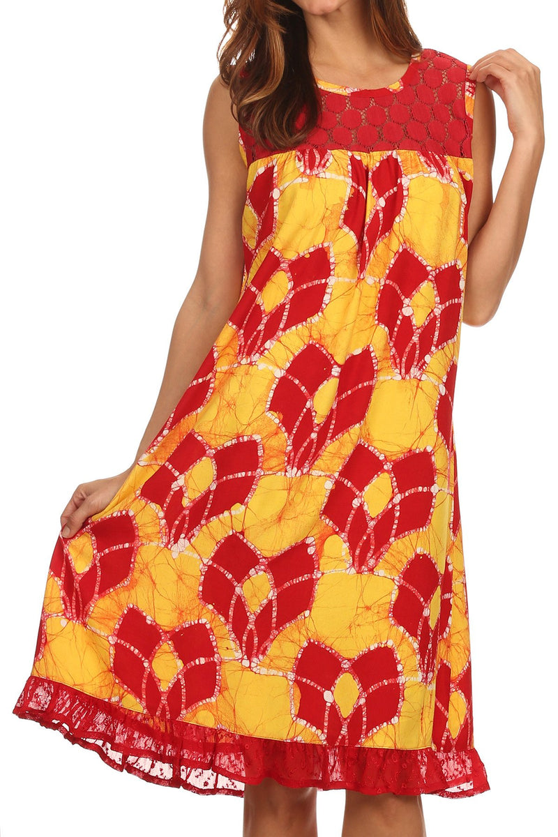 Sakkas Mindy Two Tone Sleeveless Mid Length Dress