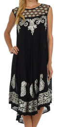 Sakkas Zayna Embroidered Caftan Dress#color_Black/White