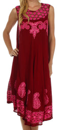 Sakkas Zayna Embroidered Caftan Dress#color_Burgundy/Pink