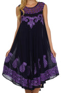 Sakkas Zayna Embroidered Caftan Dress#color_Navy/Purple