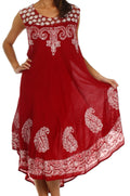 Sakkas Zayna Embroidered Caftan Dress#color_Red/White