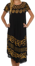 Sakkas Calista Embroidered Caftan Dress#color_Black/Gold