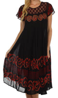 Sakkas Calista Embroidered Caftan Dress#color_Black/Red