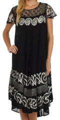 Sakkas Calista Embroidered Caftan Dress#color_Black / White