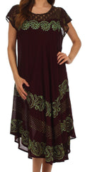 Sakkas Calista Embroidered Caftan Dress#color_Chocolate/Mehndi