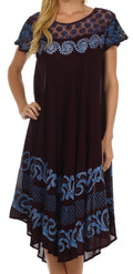 Sakkas Calista Embroidered Caftan Dress#color_Eggplant/Blue
