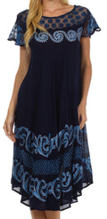 Sakkas Calista Embroidered Caftan Dress#color_Navy/Blue