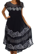Sakkas Calista Embroidered Caftan Dress#color_Navy/White