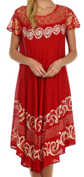 Sakkas Calista Embroidered Caftan Dress#color_Red / Cream