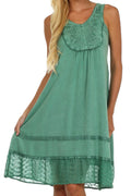 Sakkas Millie Embroidered Rayon Dress#color_Green
