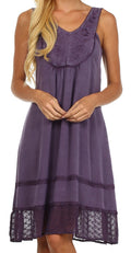 Sakkas Millie Embroidered Rayon Dress#color_Purple