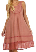 Sakkas Millie Embroidered Rayon Dress#color_Rose