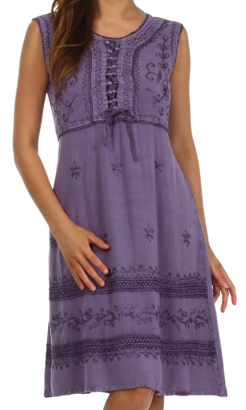 Sakkas Rosalina Embroidered Rayon Dress