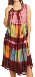 Sakkas Palm Tree Tie Dye Caftan Dress / Cover Up#color_Brown 