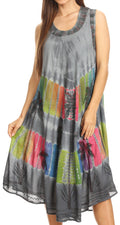 Sakkas Palm Tree Tie Dye Caftan Dress / Cover Up#color_Grey