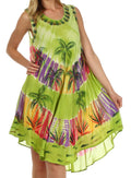 Sakkas Palm Tree Tie Dye Caftan Dress / Cover Up#color_Lime 