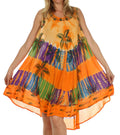Sakkas Palm Tree Tie Dye Caftan Dress / Cover Up#color_Orange