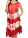 Sakkas Peacock Feather Caftan Dress / Cover Up#color_Red