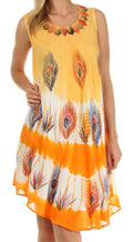Sakkas Peacock Feather Caftan Dress / Cover Up#color_Orange