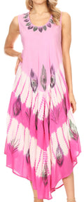 Sakkas Peacock Feather Caftan Dress / Cover Up#color_Pink
