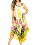 Sakkas Tasanee Caftan Tank Dress / Cover Up#color_Yellow