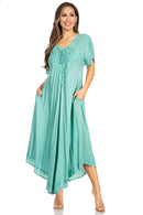 Sakkas Lilia Embroidered Lace Up Bodice Relaxed Fit  Maxi Sun Dress