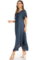 Sakkas Lilia Embroidered Lace Up Bodice Relaxed Fit  Maxi Sun Dress