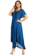 Sakkas Lilia Embroidered Lace Up Bodice Relaxed Fit  Maxi Sun Dress