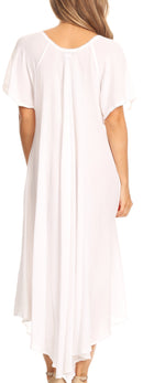 Sakkas Lilia Embroidered Lace Up Bodice Relaxed Fit  Maxi Sun Dress