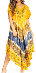 Sakkas Viveka Embroidered Caftan Dress#color_18-Gold