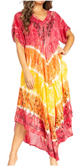 Sakkas Viveka Embroidered Caftan Dress#color_18-Magma