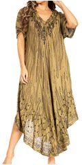 Sakkas Viveka Embroidered Caftan Dress#color_2-ForestGreen
