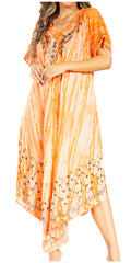 Sakkas Viveka Embroidered Caftan Dress#color_2-Salmon