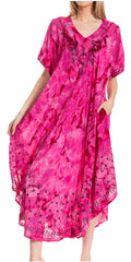 Sakkas Viveka Embroidered Caftan Dress#color_3-Fuchsia