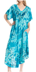 Sakkas Viveka Embroidered Caftan Dress#color_3-Turquoise