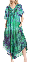 Sakkas Viveka Embroidered Caftan Dress#color_4-Green
