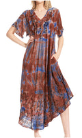 Sakkas Viveka Embroidered Caftan Dress#color_4-NavyTurq
