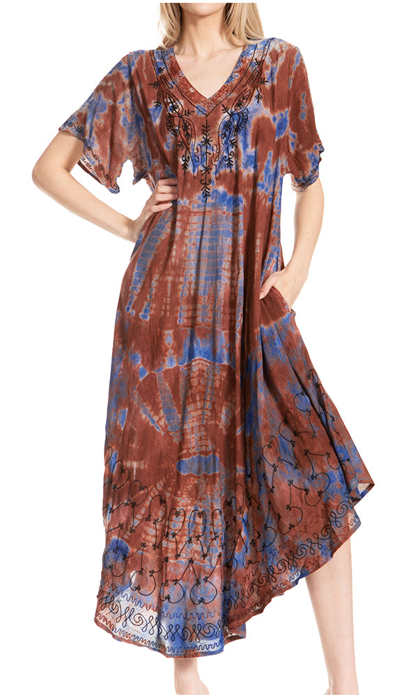 Sakkas Viveka Embroidered Caftan Dress