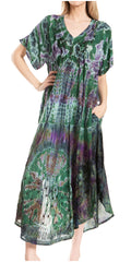 Sakkas Viveka Embroidered Caftan Dress#color_4-Olive